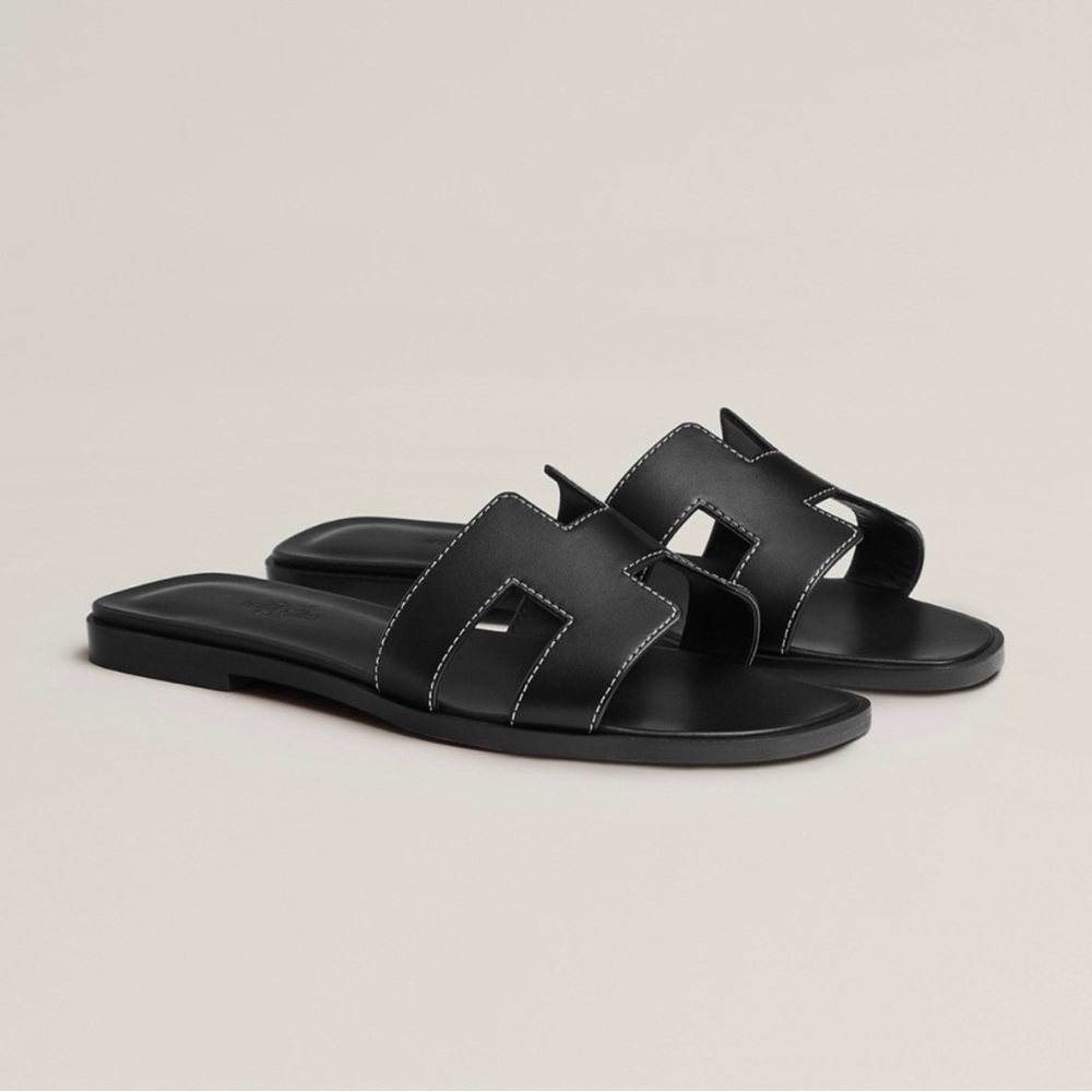 Authentic Hermes Oran Black Sandals